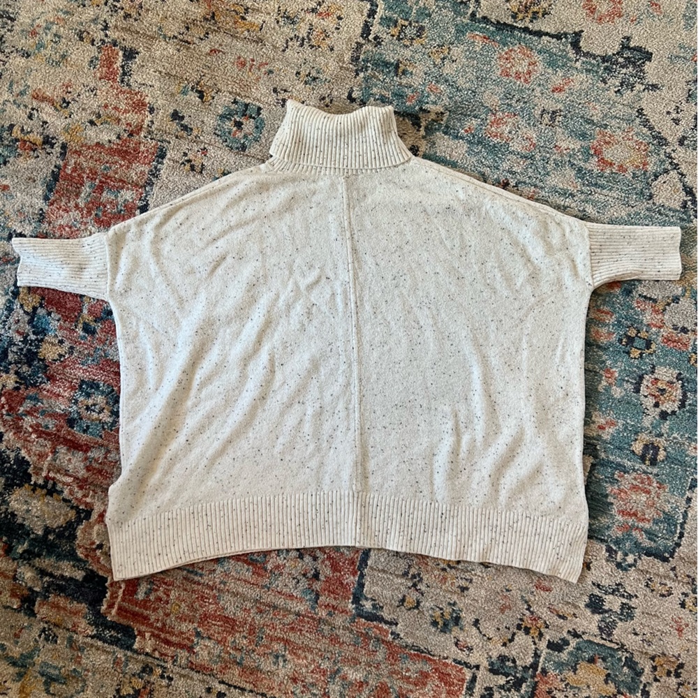 LOFT maternity cowl neck sweater - size small - white with flecks
